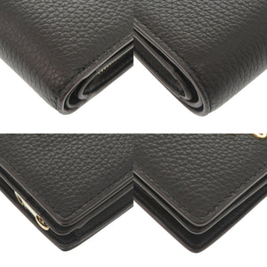 新品同様 フルラ CAMELIA S COMPACT WALLET カメリア レザー ブラック 二つ折り財布 黒 2029【中古】Furla
