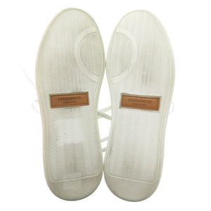 美品 サルヴァトーレフェラガモ ACHILLE BIANCO 0763468 レザー スウェード ホワイト ブルー スニーカー 2043【中古】Salvatore Ferragamo
