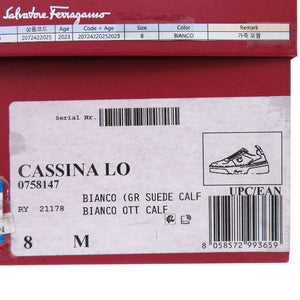 美品 サルヴァトーレフェラガモ CASSINA LOW 758147 カーフ レザー BIANCO ホワイト ブルー スニーカー 2044【中古】Salvatore Ferragamo