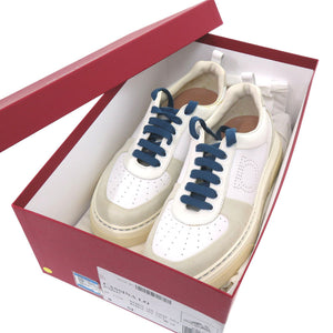 美品 サルヴァトーレフェラガモ CASSINA LOW 758147 カーフ レザー BIANCO ホワイト ブルー スニーカー 2044【中古】Salvatore Ferragamo