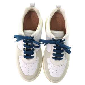 美品 サルヴァトーレフェラガモ CASSINA LOW 758147 カーフ レザー BIANCO ホワイト ブルー スニーカー 2044【中古】Salvatore Ferragamo