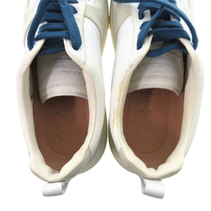 美品 サルヴァトーレフェラガモ CASSINA LOW 758147 カーフ レザー BIANCO ホワイト ブルー スニーカー 2044【中古】Salvatore Ferragamo
