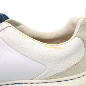 美品 サルヴァトーレフェラガモ CASSINA LOW 758147 カーフ レザー BIANCO ホワイト ブルー スニーカー 2044【中古】Salvatore Ferragamo