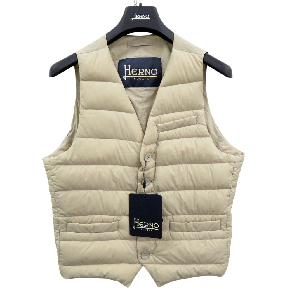 未使用 ヘルノ LEGEND WAISTCOAT PI002ULE 12456Z 1985 ナイロン ダウン フェザー シャンティベージュ ダウンベスト ジレ 2056【中古】Herno
