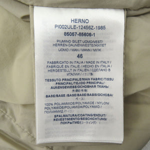 未使用 ヘルノ LEGEND WAISTCOAT PI002ULE 12456Z 1985 ナイロン ダウン フェザー シャンティベージュ ダウンベスト ジレ 2057【中古】Herno