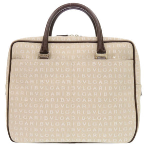 美品 ブルガリ ロゴマニア キャンバス ベージュ ビジネスバッグ ハンドバッグ 2083【中古】BVLGARI