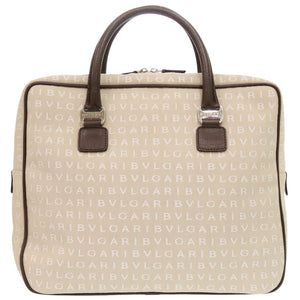 美品 ブルガリ ロゴマニア キャンバス ベージュ ビジネスバッグ ハンドバッグ 2083【中古】BVLGARI