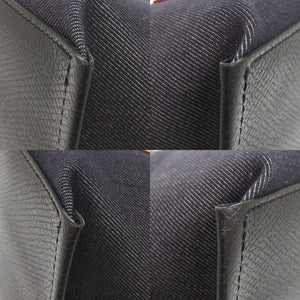美品 ロンシャン エッセンシャル デニム 10194HDOH06 コットンデニム レザー ネイビー ハンドバッグ 2085【中古】Longchamp