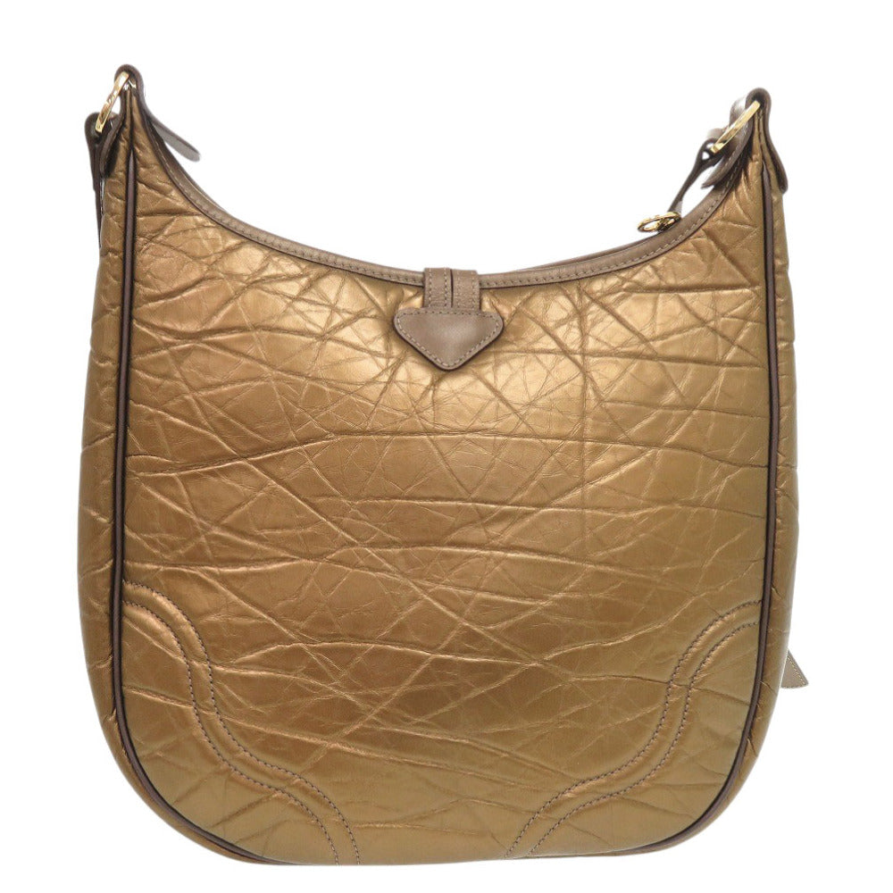 美品 ロンシャン レザー ブロンズ ショルダーバッグ ブラウン 2086【中古】Longchamp