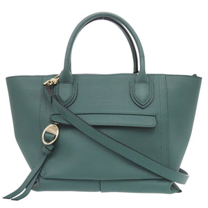 新品同様 ロンシャン メールボックス M レザー グリーン 2way ハンドバッグ 緑 2091【中古】Longchamp