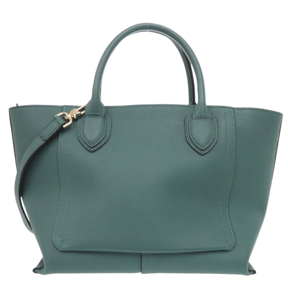 新品同様 ロンシャン メールボックス M レザー グリーン 2way ハンドバッグ 緑 2091【中古】Longchamp