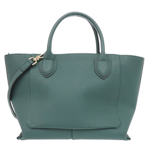 新品同様 ロンシャン メールボックス M レザー グリーン 2way ハンドバッグ 緑 2091【中古】Longchamp
