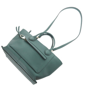 新品同様 ロンシャン メールボックス M レザー グリーン 2way ハンドバッグ 緑 2091【中古】Longchamp