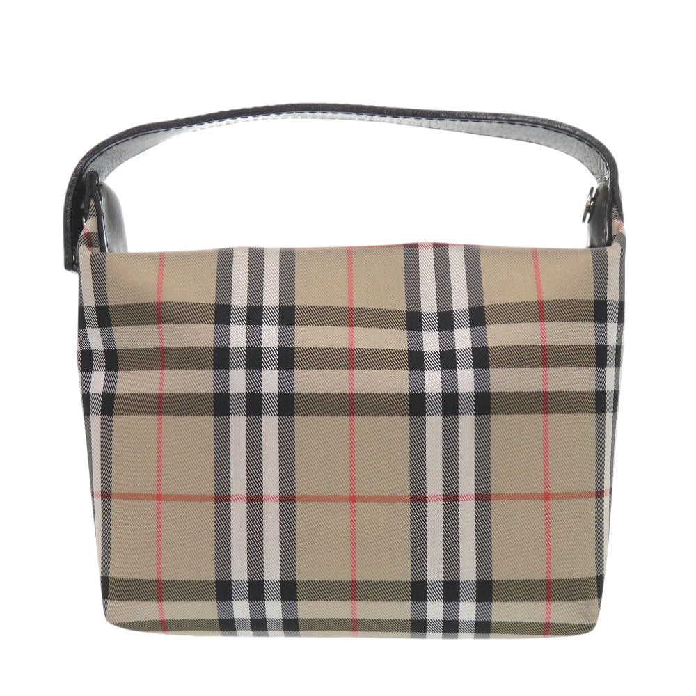 美品 バーバリー ノバチェック ナイロン レザー アクセサリーポーチ ベージュ ハンドバッグ 2095【中古】BURBERRY