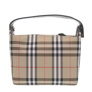 美品 バーバリー ノバチェック ナイロン レザー アクセサリーポーチ ベージュ ハンドバッグ 2095【中古】BURBERRY