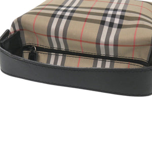 美品 バーバリー ノバチェック ナイロン レザー アクセサリーポーチ ベージュ ハンドバッグ 2095【中古】BURBERRY