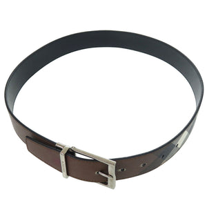 美品 バーバリー リバーシブルベルト REVERSIBLE BELT ポリウレタン コットン カウグレインレザー バーチブラウン ブラック 2106【中古】BURBERRY