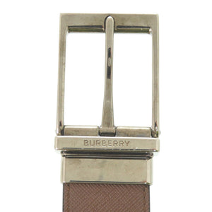 美品 バーバリー リバーシブルベルト REVERSIBLE BELT ポリウレタン コットン カウグレインレザー バーチブラウン ブラック 2106【中古】BURBERRY