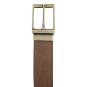 美品 バーバリー リバーシブルベルト REVERSIBLE BELT ポリウレタン コットン カウグレインレザー バーチブラウン ブラック 2106【中古】BURBERRY