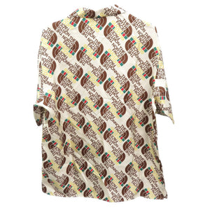 未使用 グッチ × ザノースフェイス THE NORTH FACE 総ロゴ サイズ46 シルク アイボリー系 半袖シャツ 2118【中古】GUCCI メンズ