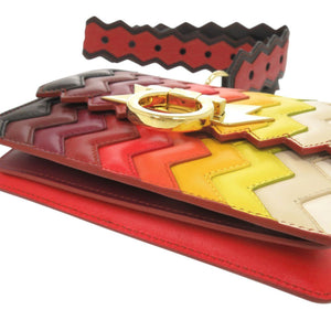 美品 サルヴァトーレフェラガモ × サラ バッタリア ジグザグ ガンチーニ レザー マルチカラー ショルダーバッグ 2149【中古】Salvatore Ferragamo