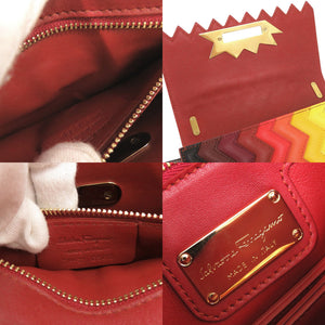 美品 サルヴァトーレフェラガモ × サラ バッタリア ジグザグ ガンチーニ レザー マルチカラー ショルダーバッグ 2149【中古】Salvatore Ferragamo