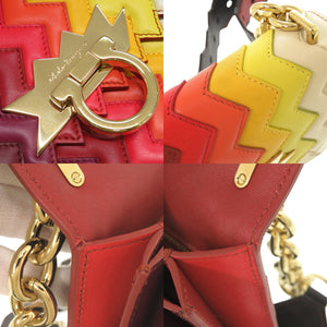 美品 サルヴァトーレフェラガモ × サラ バッタリア ジグザグ ガンチーニ レザー マルチカラー ショルダーバッグ 2149【中古】Salvatore Ferragamo