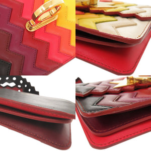 美品 サルヴァトーレフェラガモ × サラ バッタリア ジグザグ ガンチーニ レザー マルチカラー ショルダーバッグ 2149【中古】Salvatore Ferragamo