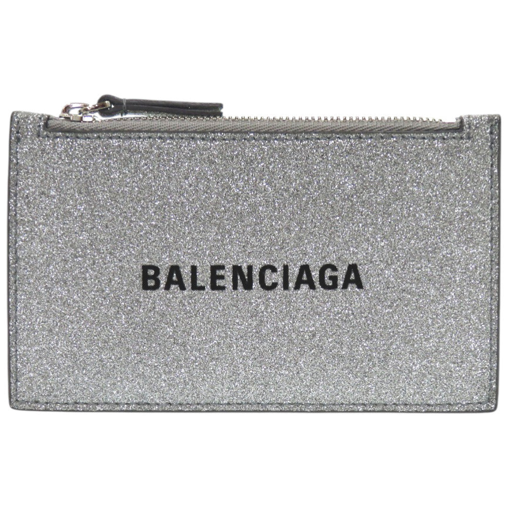 美品 バレンシアガ エヴリデイ 551990 レザー シルバー 銀 カードケース コインケース 財布 0017【中古】BALENCIAGA