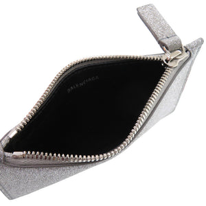 美品 バレンシアガ エヴリデイ 551990 レザー シルバー 銀 カードケース コインケース 財布 0017【中古】BALENCIAGA