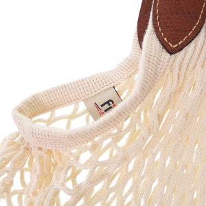 美品 ロンシャン メッシュバッグ ルプリアージュ フィレL LE PLIAGE FILET 2WAY 10121 HVH コットン ロシアンレザー ECRU ブラウン アイボリー ショルダーバッグ ハンドバッグ 0026【中古】Longchamp