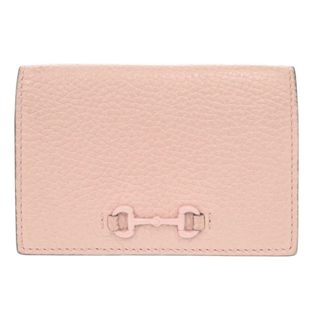 美品 グッチ ホースビット 745983 レザー ピンク カードケース 名刺入れ 0069【中古】GUCCI