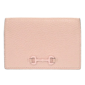 美品 グッチ ホースビット 745983 レザー ピンク カードケース 名刺入れ 0069【中古】GUCCI