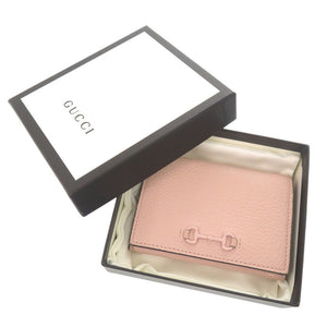 美品 グッチ ホースビット 745983 レザー ピンク カードケース 名刺入れ 0069【中古】GUCCI