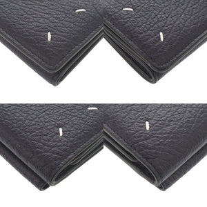未使用品 メゾン マルジェラ 4ステッチ S36UI0416 レザー ネイビー 三つ折り財布 0070【中古】Maison Margiela