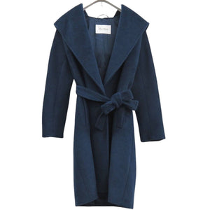 美品 マックスマーラ フード付き ガウンコート 101607836 アルパカ ウール ブルー アウター 青 0077【中古】MAX MARA