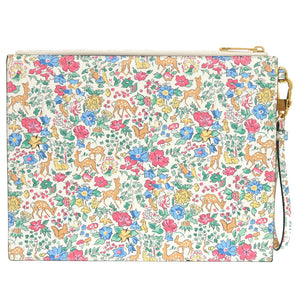 新品同様 グッチ リバティコラボ 花柄 636252 レザー ホワイト ライトブルー クラッチバッグ 0115【中古】GUCCI