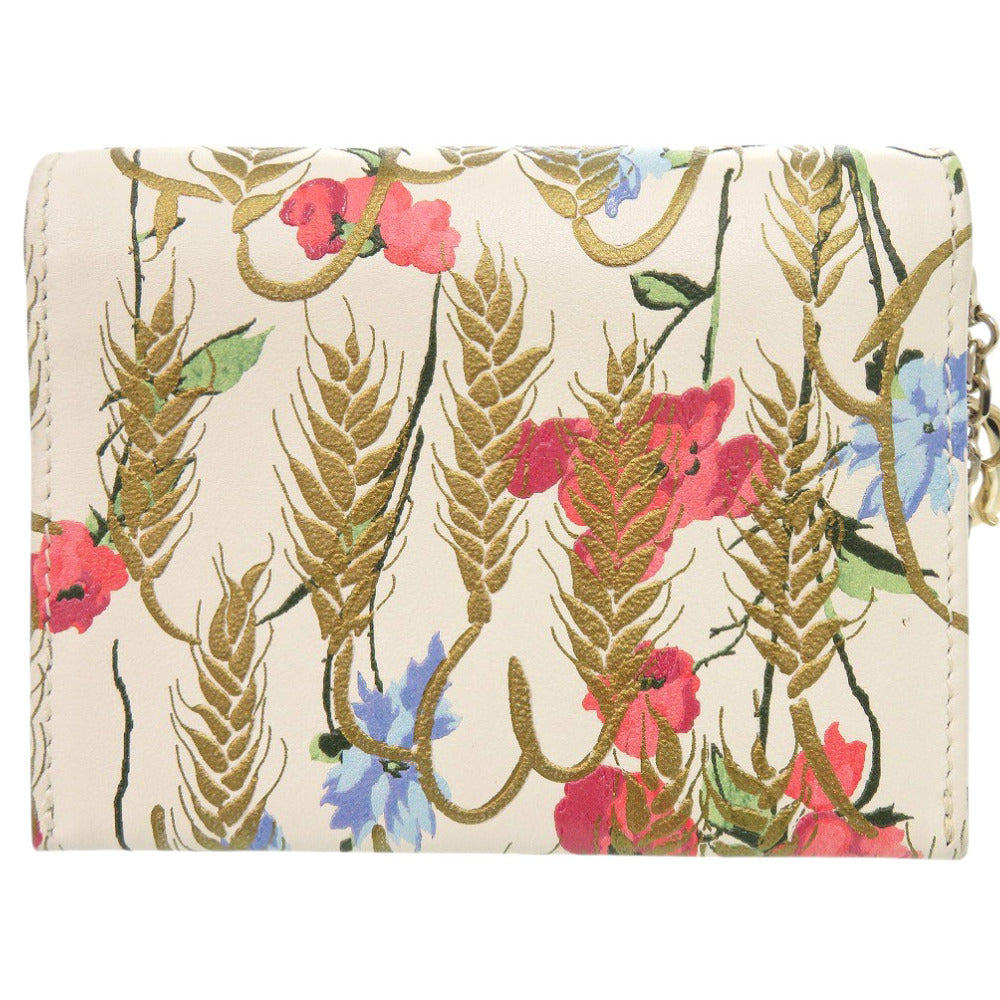 美品 クリスチャンディオール カードホルダー 花柄 レザー アイボリー ショルダーバッグ 0125【中古】Christian Dior