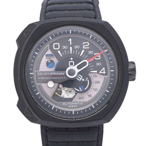 美品 セブンフライデー エンジン Vシリーズ SF-V3/01 自動巻き 腕時計 SS/レザー ブラック 黒 0218【中古】SEVENFRIDAY メンズ