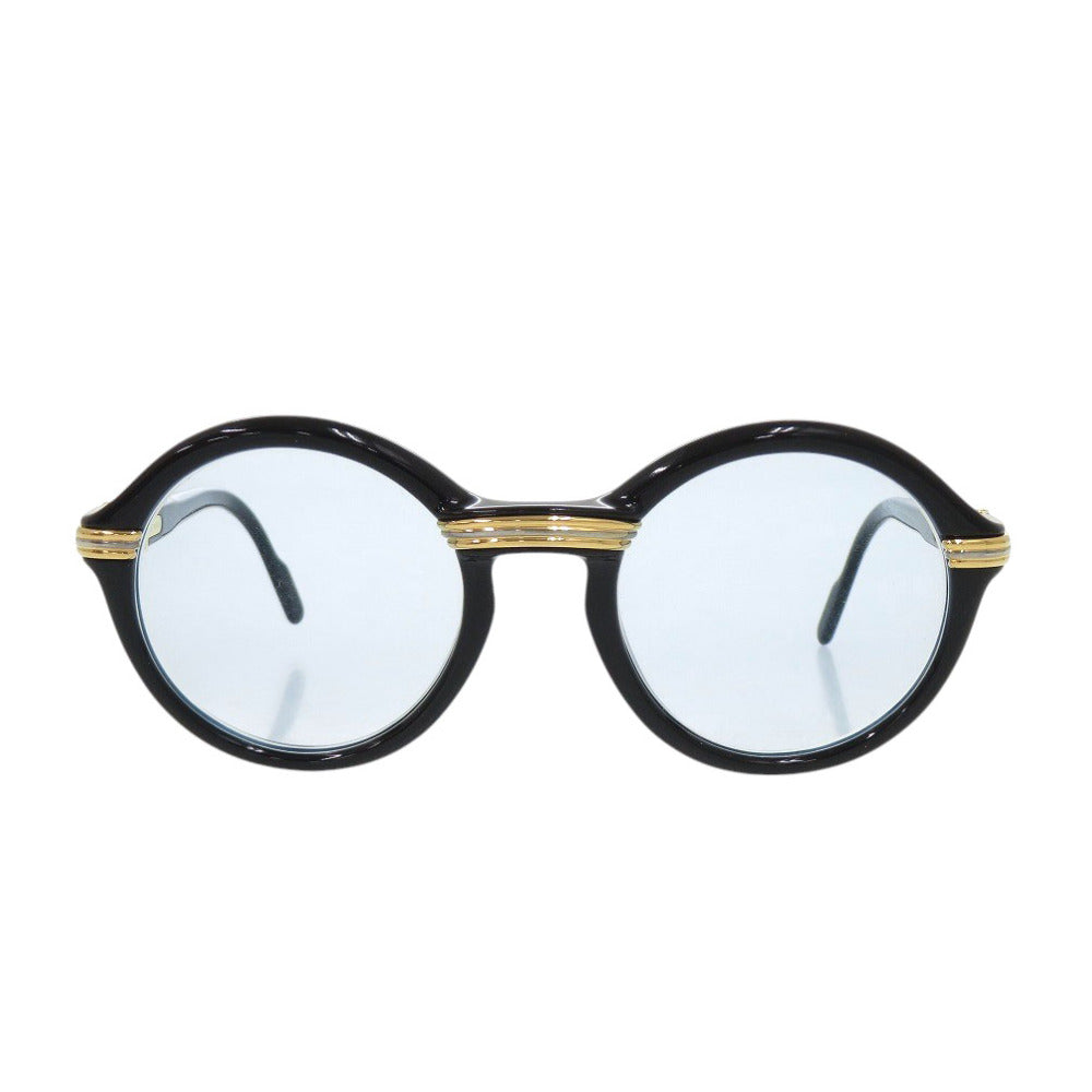 美品 カルティエ トリニティ ラウンド プラスチック ブラック 眼鏡 フレーム 黒 0235【中古】CARTIER