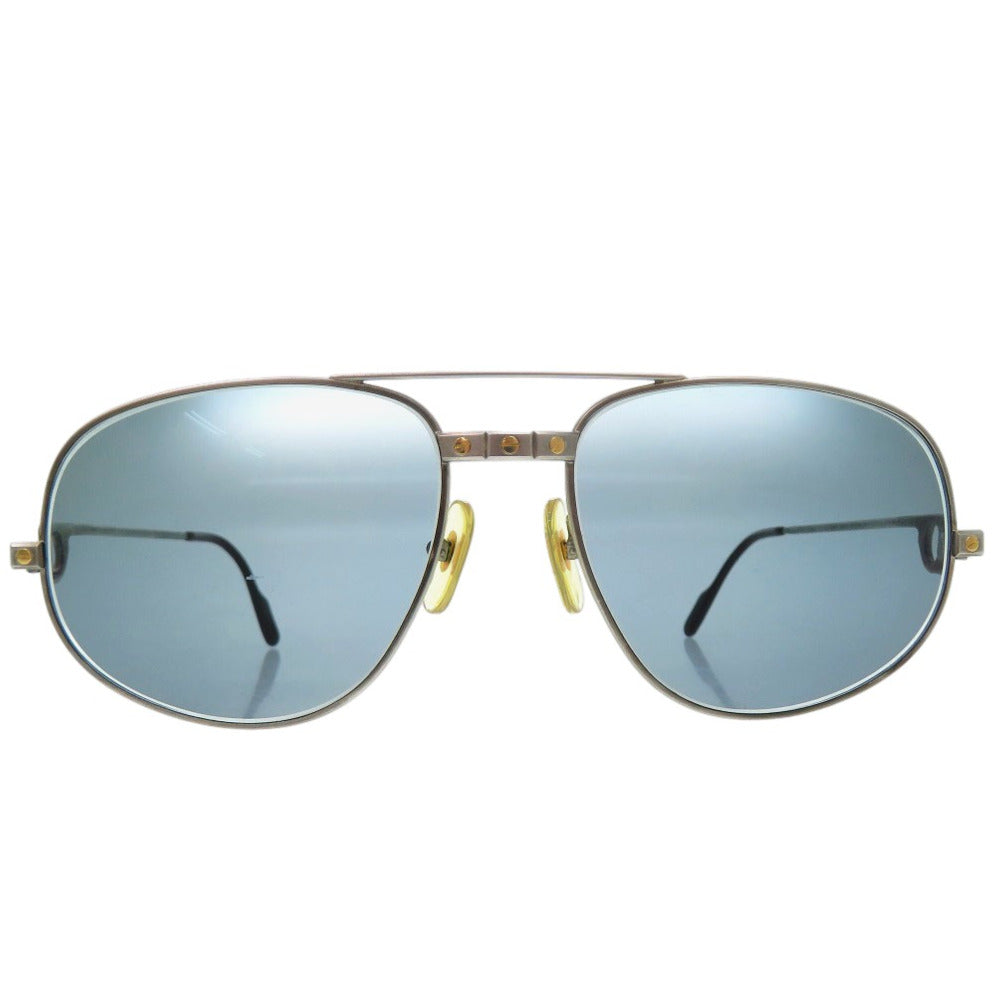美品 カルティエ サントス サングラス メタル シルバー 0236【中古】CARTIER