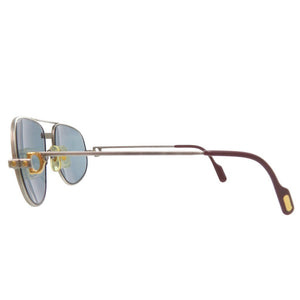 美品 カルティエ サントス サングラス メタル シルバー 0236【中古】CARTIER