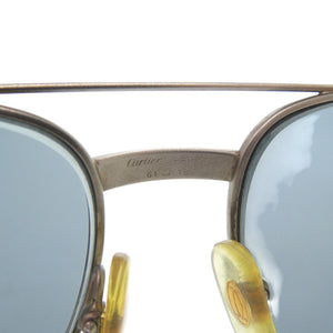 美品 カルティエ サントス サングラス メタル シルバー 0236【中古】CARTIER