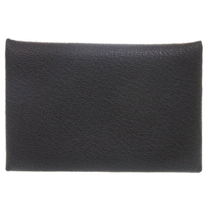 美品 エルメス カルヴィ シェーブル ブラック シルバー金具 W刻印(2024年製) カードケース 黒 0241 【中古】 HERMES