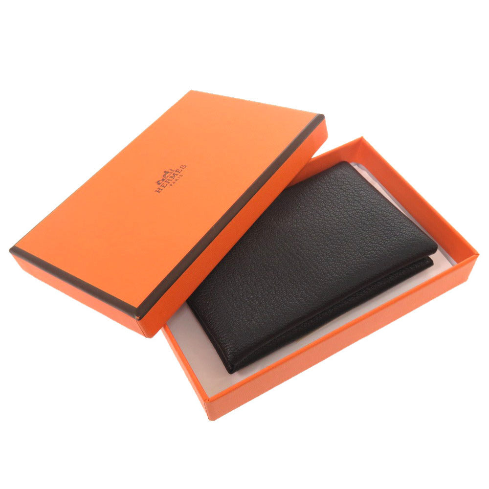 美品 エルメス カルヴィ シェーブル ブラック シルバー金具 W刻印(2024年製) カードケース 黒 0241 【中古】 HERMES