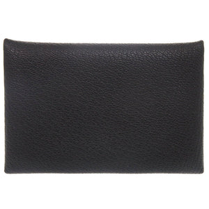 美品 エルメス カルヴィ シェーブル ブラック シルバー金具 W刻印(2024年製) カードケース 黒 0241 【中古】 HERMES
