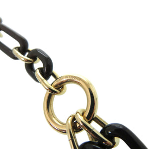 美品 エルメス レジーユ Resille バッファローホーン GP ブラック 黒 ロング ネックレス 0252【中古】HERMES