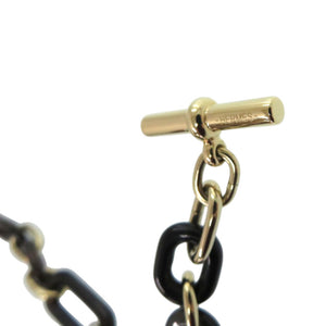 美品 エルメス レジーユ Resille バッファローホーン GP ブラック 黒 ロング ネックレス 0252【中古】HERMES