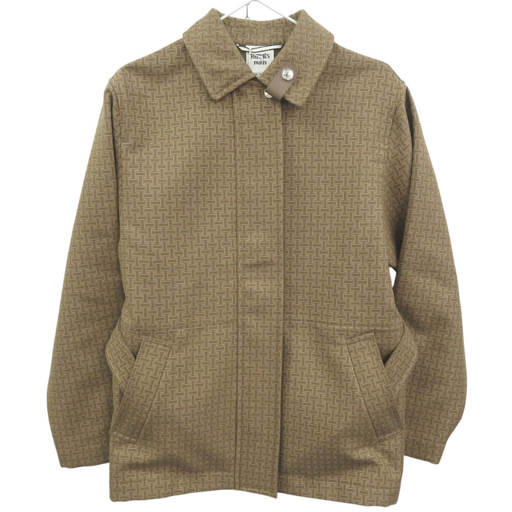 未使用品 エルメス モザイクベルト付き ショートコート コットン ベージュ アウター 0255【中古】HERMES