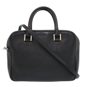 ジルサンダー レザー ブラック ハンドバッグ 2way ショルダーバッグ 黒 0283【中古】JIL SANDER